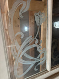 Antique Etched Glass Architectural Screen