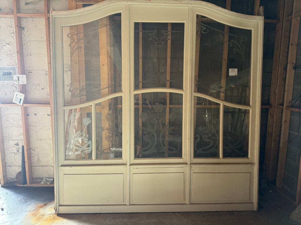 Antique Etched Glass Architectural Screen
